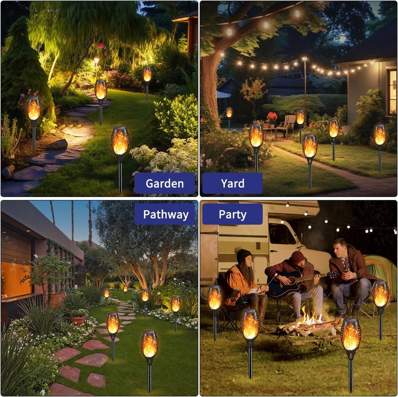 KYEKIO Solar Lights for Outside, 16Pack Solar Flame Torch Light, Garden Light Outdoor Waterproof, Solares Pathway Lights Outside for Yard Decorations, Flame Torches Outdoor Lighting Lawn Patio Art - Image 2